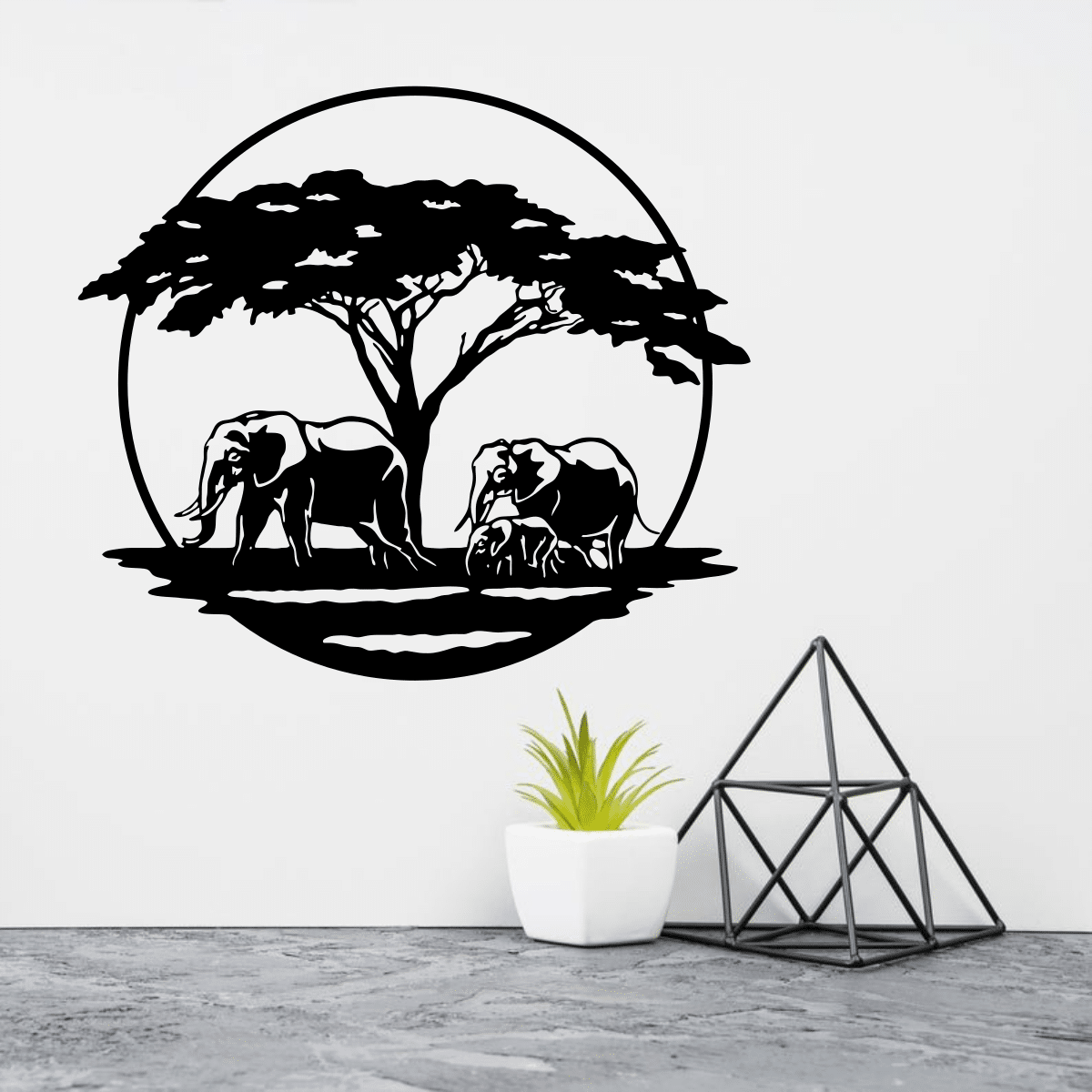 Elephant Forest Scene Wall Decor Free Vector - Dezin
