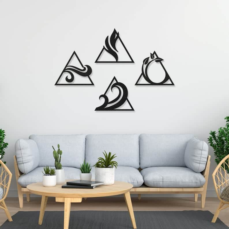 Four Elements Metal Wall Art, Four Elements Metal Art - Dezin
