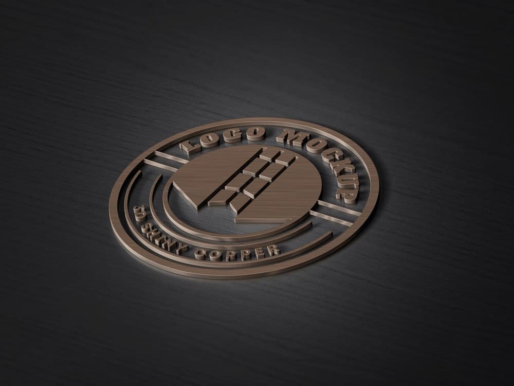 Free 3D Copper Logo Mockup - Dezin