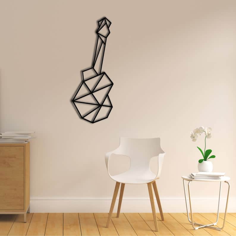 Geometric Wooden Guitar Decoration, Wall Decoration - Dezin