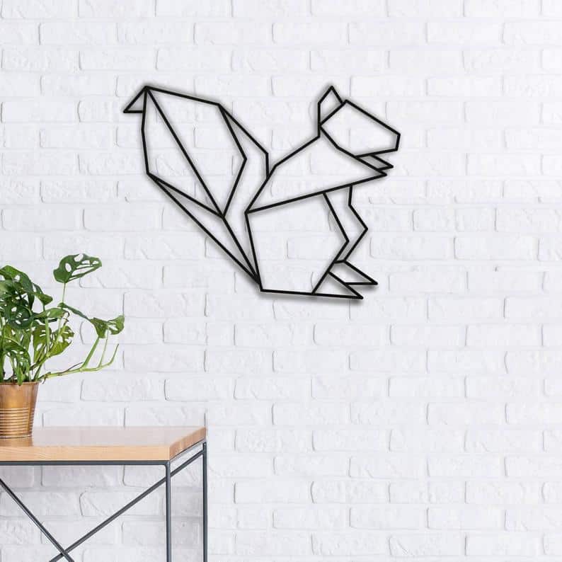 Geometric Wooden Squirrel Decoration, Wall Decoration Free Vector - Dezin