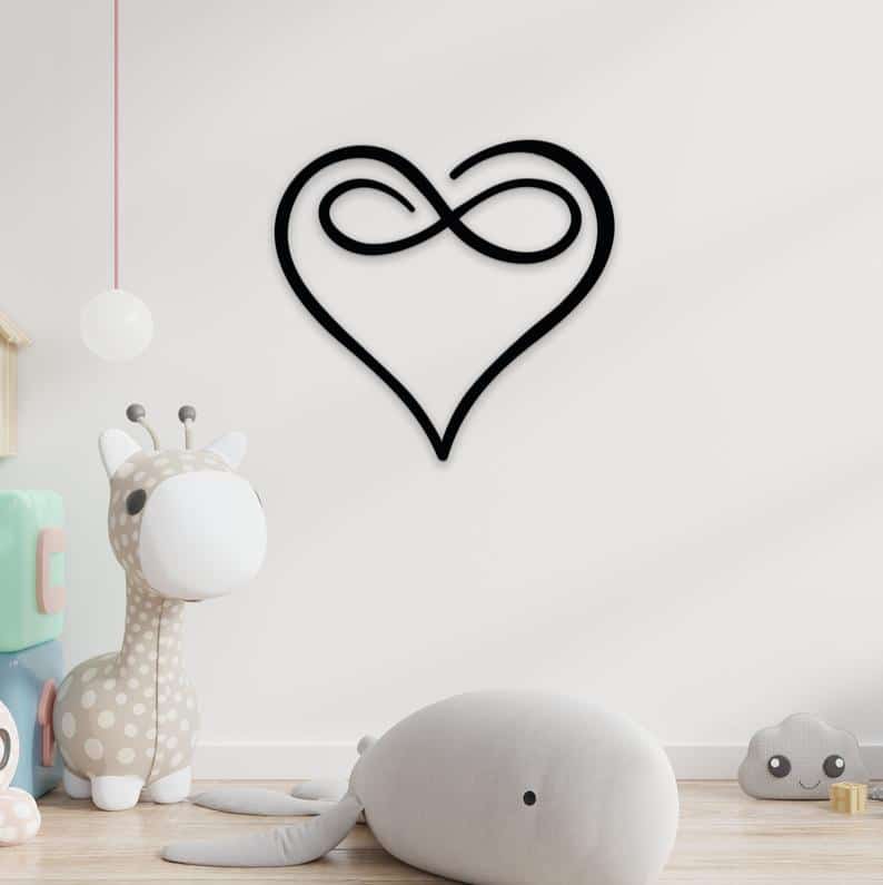 Heart Infinity Metal Wall Art Love Wall Hangings Metal Wall Signs - Dezin