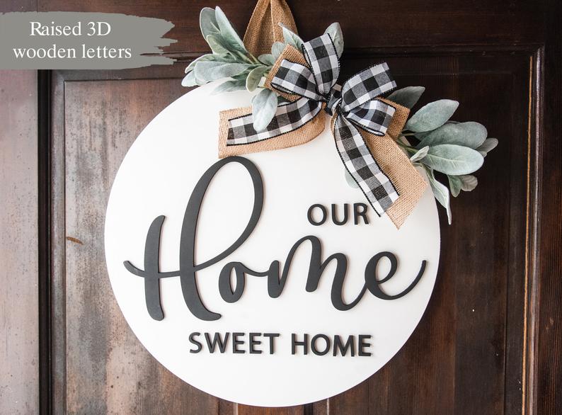 Home Sweet Home Door Hanger Front Door Decor - Dezin