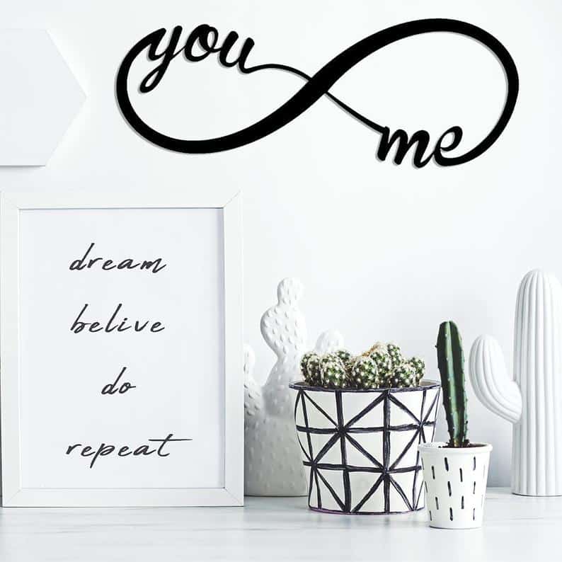 Infinity You & Me Metal Farmhouse Sign Wall Decor Valentines Day Couple Gift - Dezin