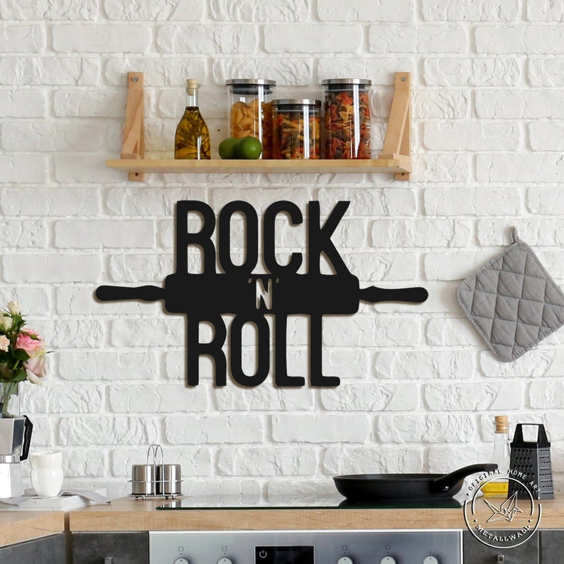 Kitchen Wall art Metal lettering sign Rock n Roll Quote Wall Art - Dezin