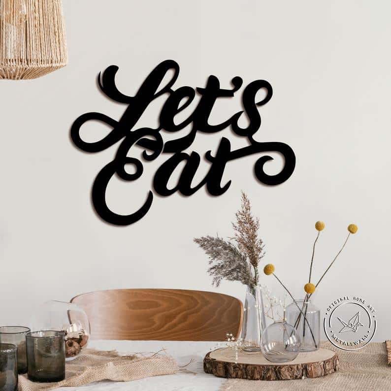 Kitchen wall art Let's Eat Funny Metal Sign Home Decor Wall Art - Dezin