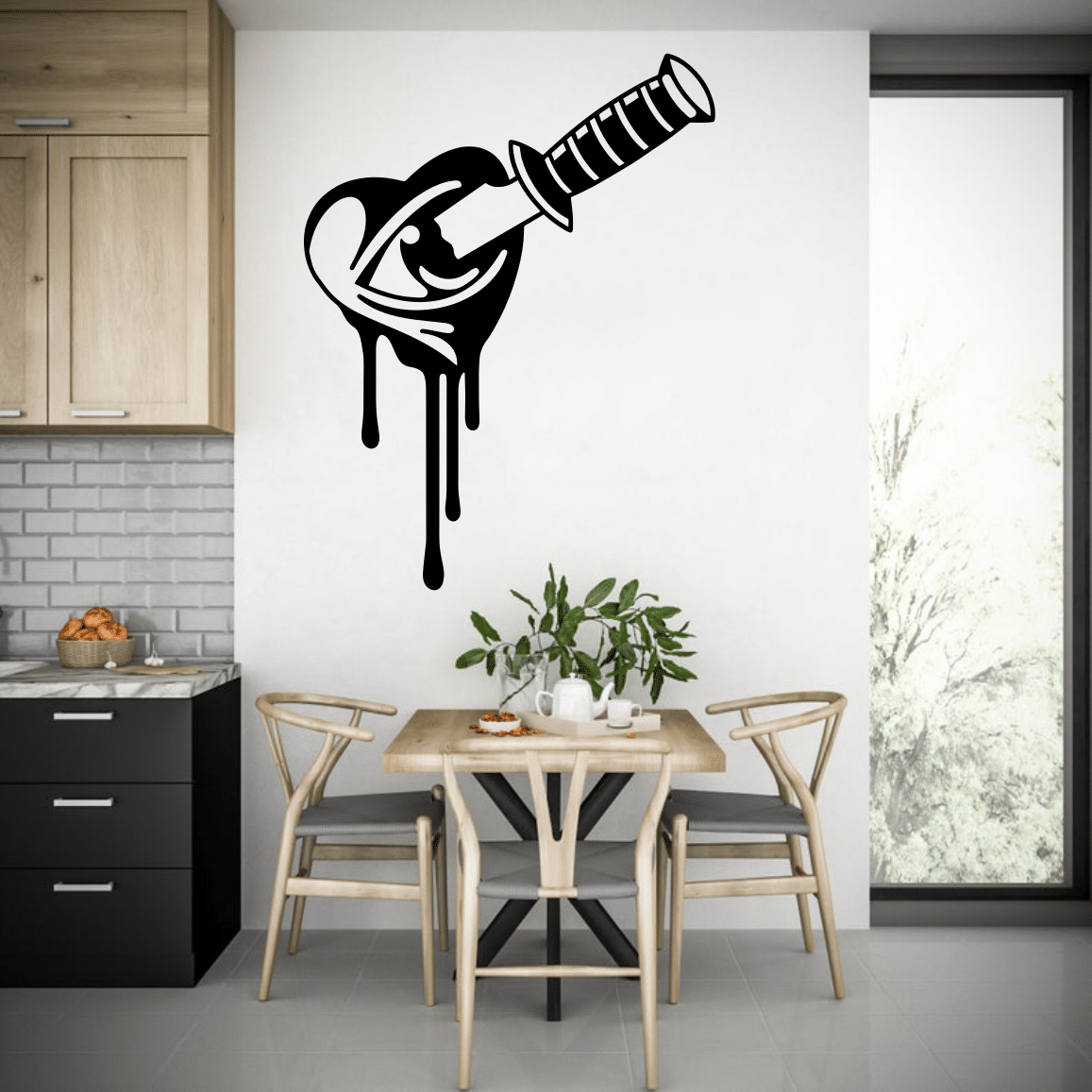 Knife in Eye Heart Wall Decor Free Vector - Dezin