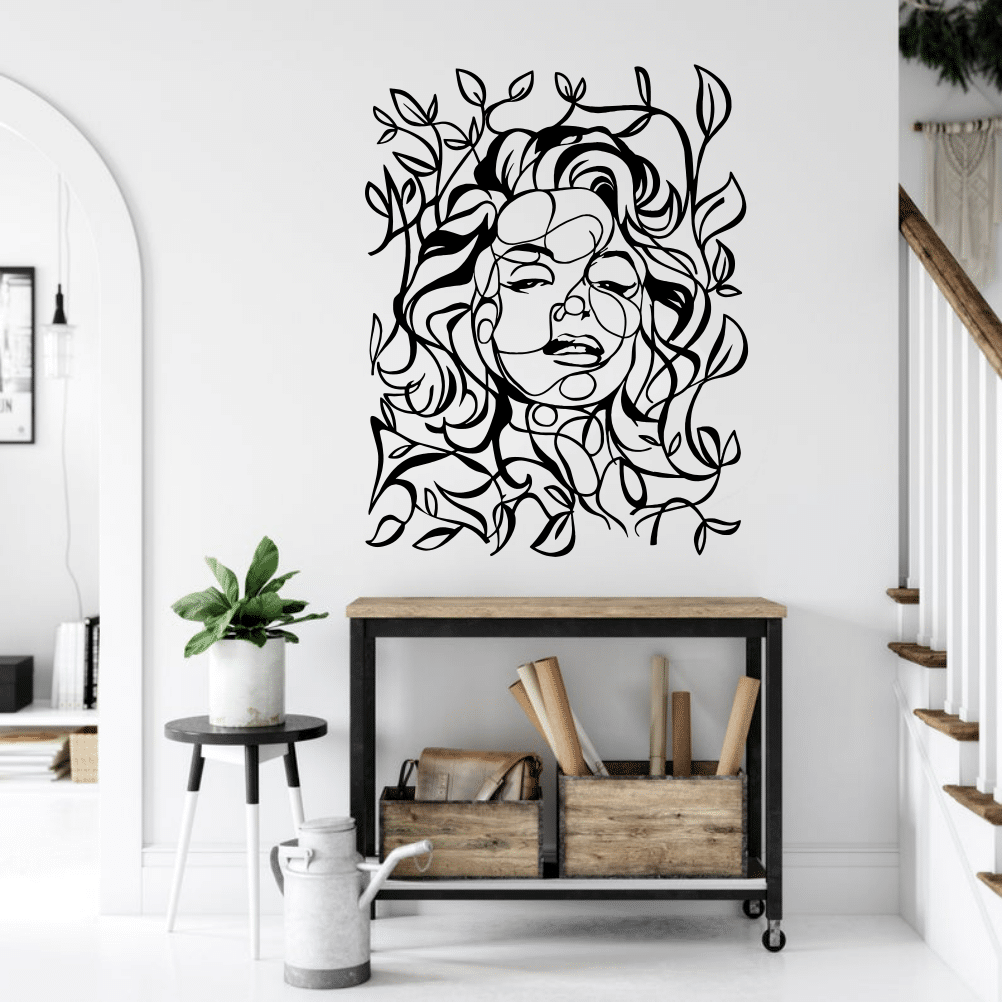 Lady Portrait Line Art, Wall Decor Free Vector - Dezin