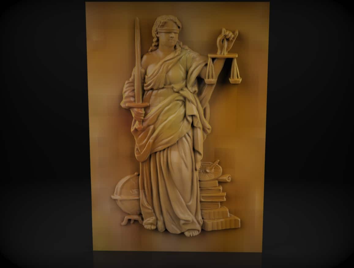 Lady of Justice Statue 3D STL Model for CNC Router, CNC Wood Carving Design. - Dezin