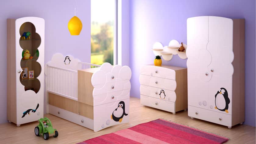 Laser Cut Baby Bed and Wardrobe Model CDR File - Dezin