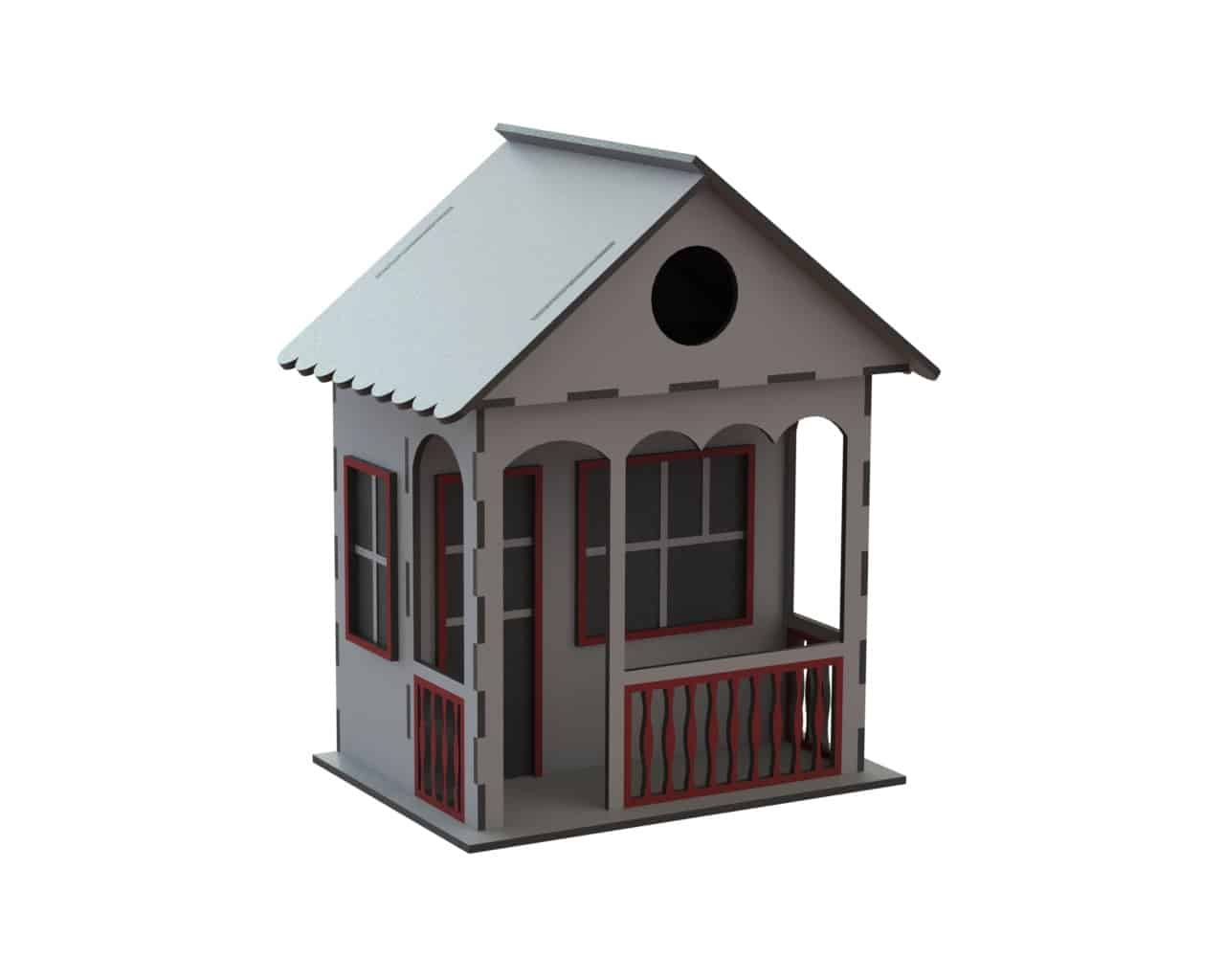 Laser Cut Decorative Wooden Bird House CDR Vector File - Dezin
