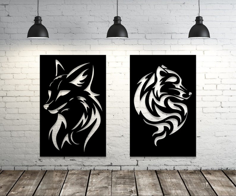 Laser Cut Fox Wall Panel, Wall Art Panel Free Vector - Dezin