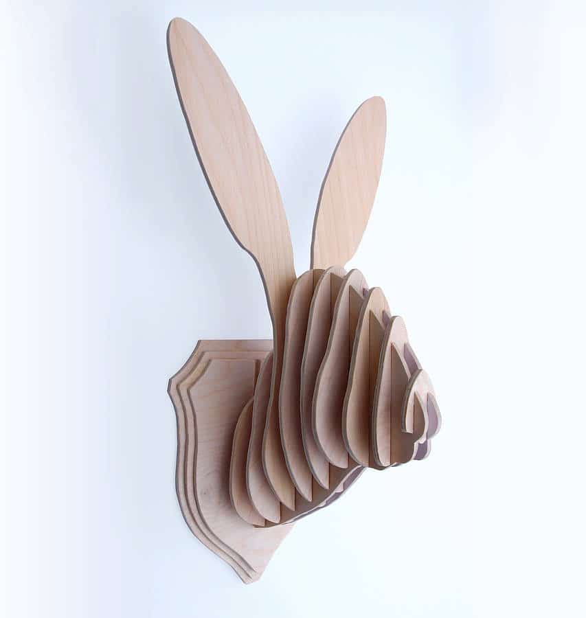 Laser Cut layout for a bunny head wall decoration - Dezin