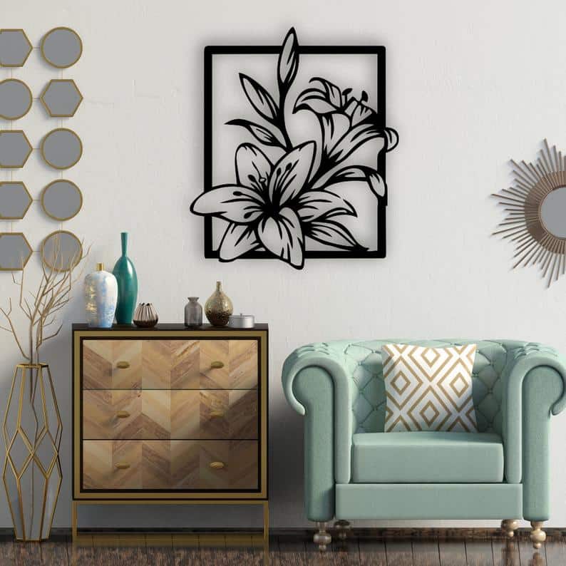 Lily Flowers Metal Wall Art - Dezin