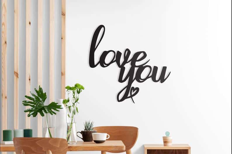 Love You Metal Wall Sign, Metal Wall Decor, Letter Metal Art - Dezin