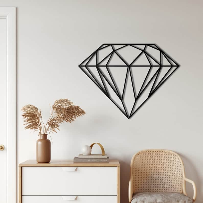 Metal Wall Art, Geometric Metal Decor, Bedroom Decoration Vector File - Dezin