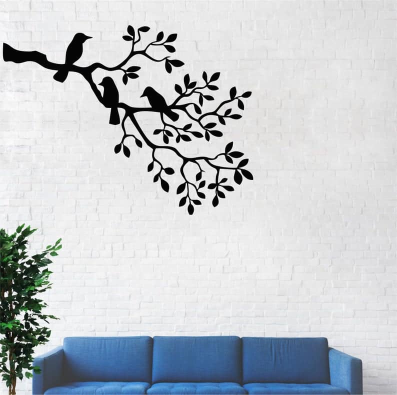 Metal Wall Decor, Birds on Branch Free Vector - Dezin