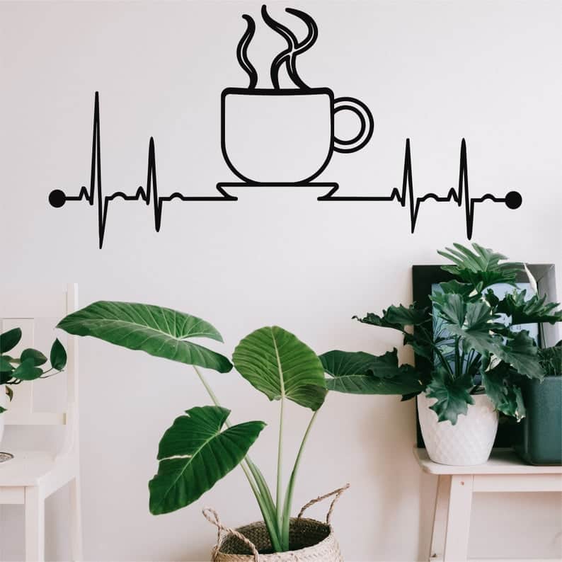Metal Wall Decor, Ekg Coffee Wall Art, Coffee Decor - Dezin