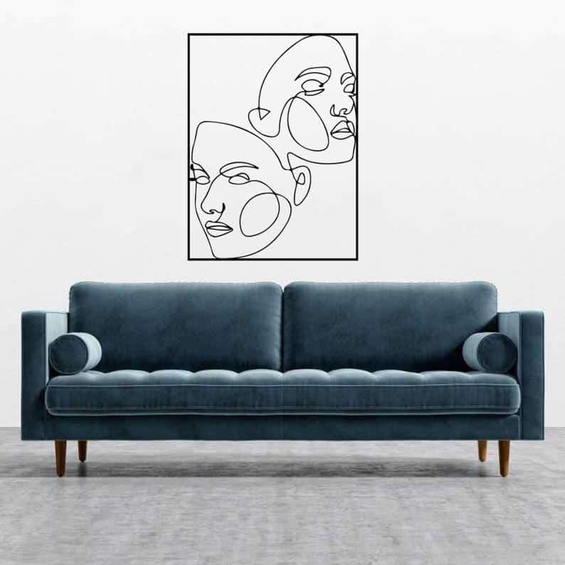 One Line Drawing Nasty Women Face Metal Wall Art - Dezin