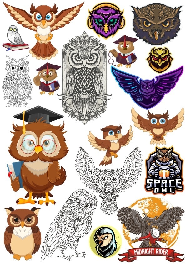 Owls Set CDR Vector File - Dezin