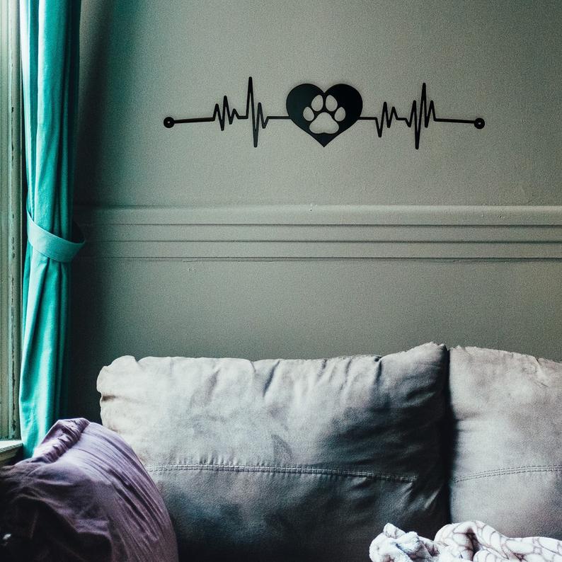 Pet Heartbeat Steel Cut Sign For Home Decor Gift For Pet Owners - Dezin