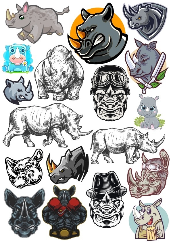 Rhino Set CDR Layout Free Vector - Dezin