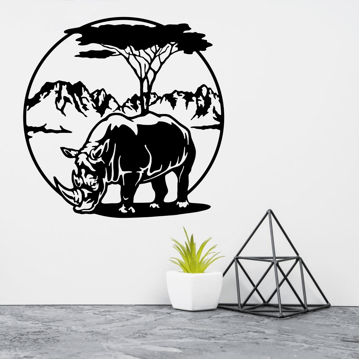 Rhinocerous Plasma Cut Wall Decor Free Vector - Dezin