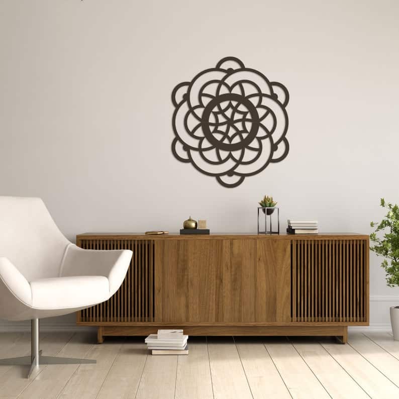 Round Wooden Wall Panel, Metal or Wood Wall Decor - Dezin
