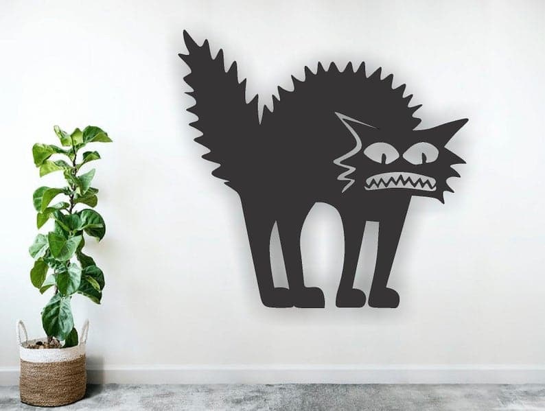 Shaggy Cat Scared Wall Decor, Wall Art Panel Free Vector - Dezin