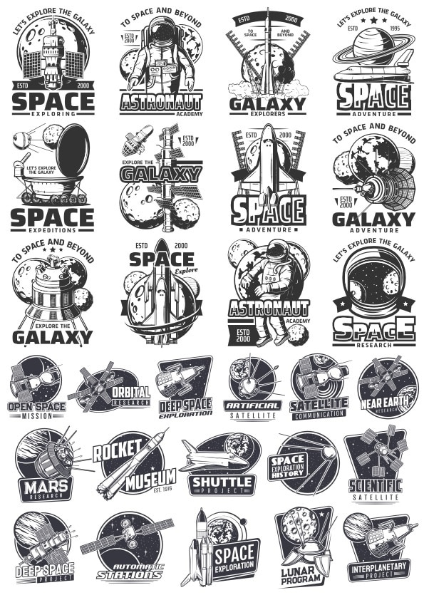 Space emblems Set CDR Vector File - Dezin