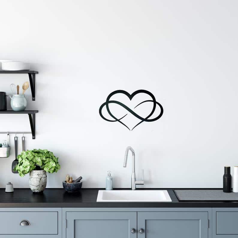 Steel Infinity Heart Metal Farmhouse Sign Wall Decor Valentines Day Gift - Dezin