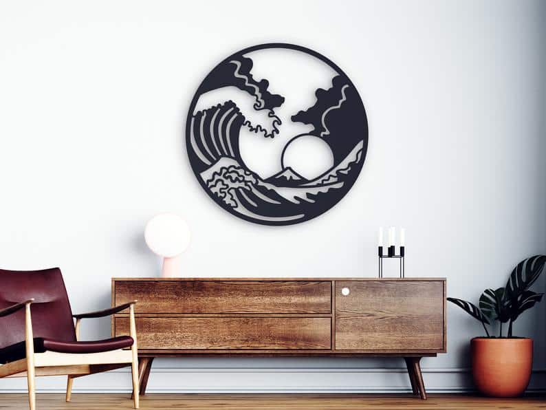 The Great Wave Metal Wall Art, Waves Metal Wall Decor - Dezin