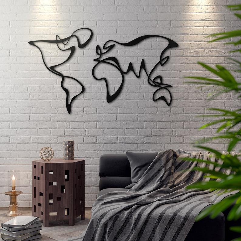 Verden - Metal World Map, Metal Wall Decor, Metal Wall Art - Dezin