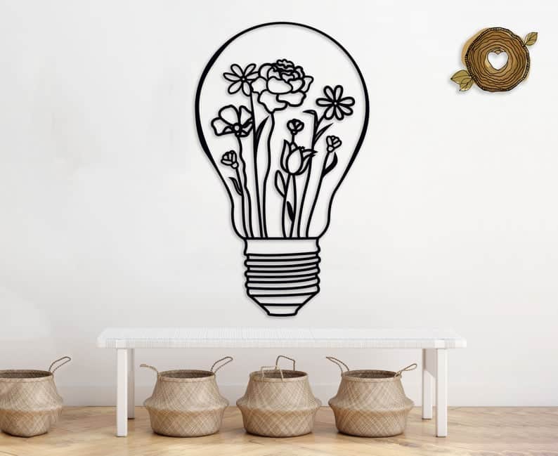 Wall Panel Flower Bulb Metal Wall Decor Free Vector - Dezin