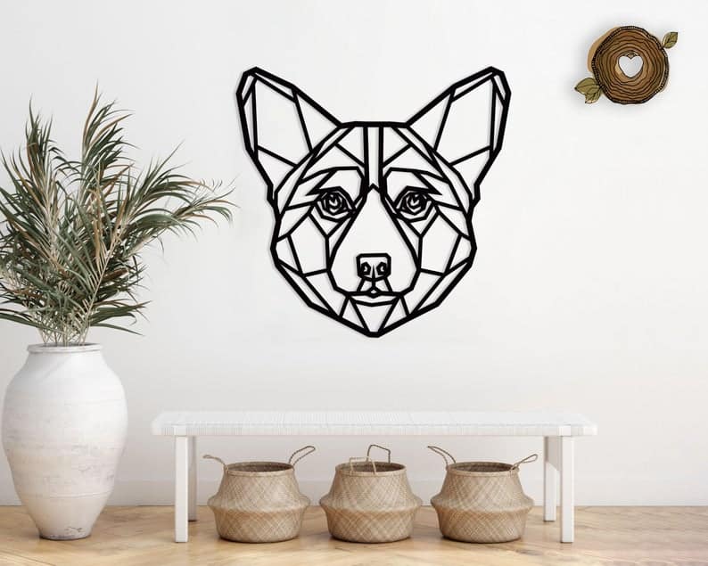 Wall Panel Polygonal Corgi Metal Wall Decor Free Vector - Dezin