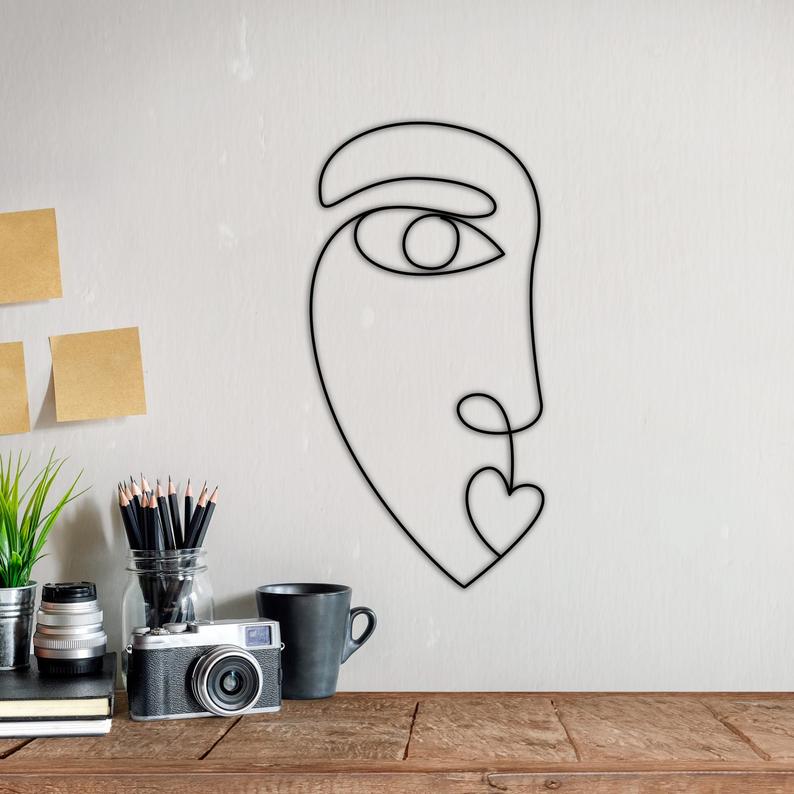 Wire Art Face Picasso Style Wall Mounted Decor Free Vector - Dezin
