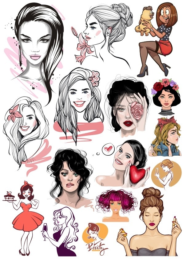 Woman Illustration Set CDR Free Vector - Dezin