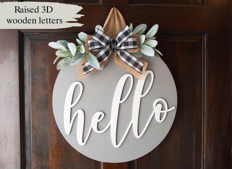Wooden 'Hello' Door Hanger Door Sign - Dezin