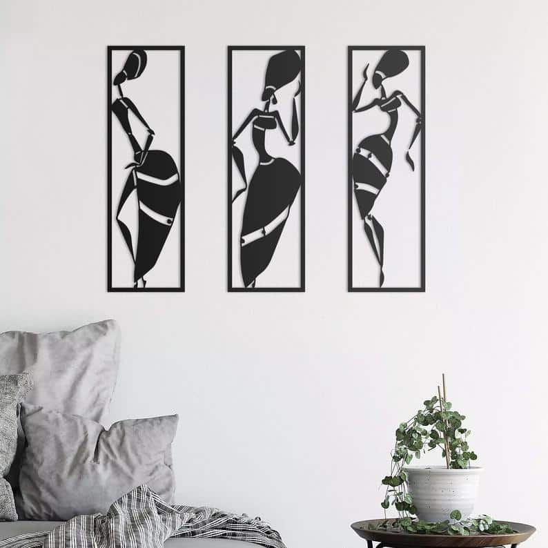 African Women Metal Wall Art Metal Wall Sculpture - Dezin