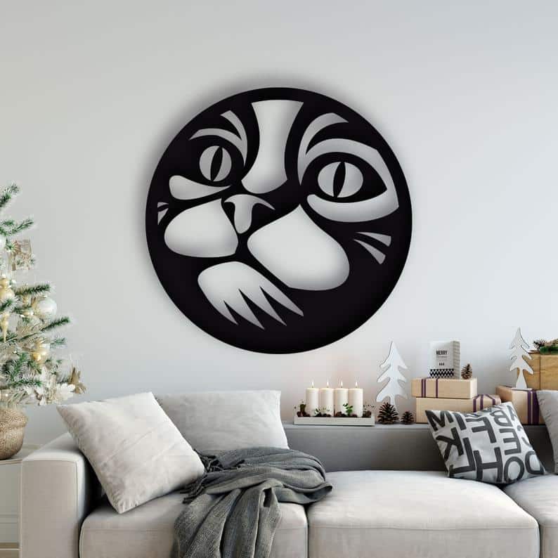 Cat Design laser cut svg dxf files wall sticker engraving - Dezin