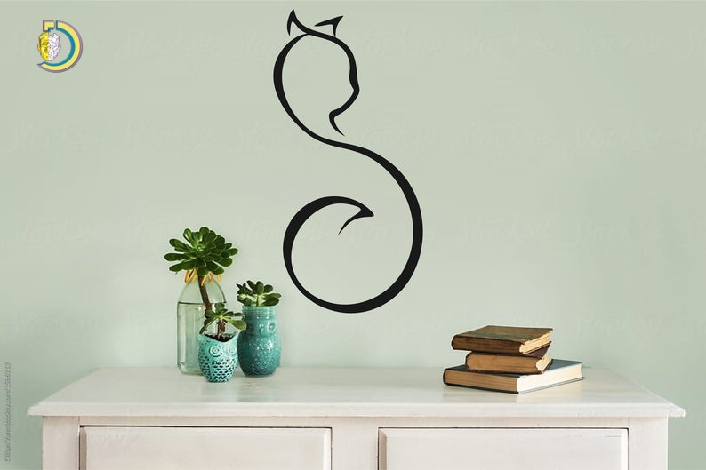 Cat Kitten Geometric Wall Decor Wall Sticker CDR DXF Free Vector - Dezin Cat Kitten Geometric Wall Decor Wall Sticker CDR DXF Free Vector