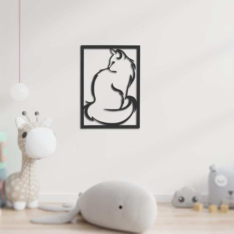 Cat Metal Wall Decor; Animal Metal Wall Art, Interior Design - Dezin