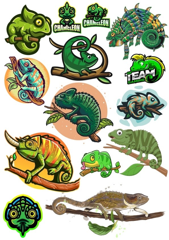 Chameleon Set Vector, Free CDR Vector