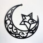 Crescent and Star Wooden Wall Art Decor, Living Room Wall Decor