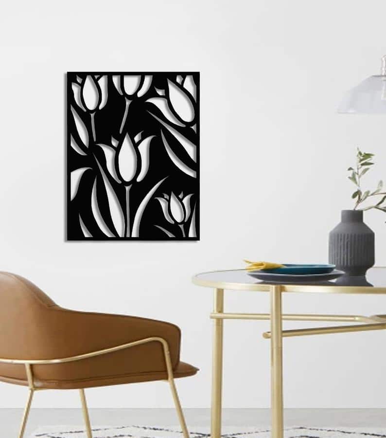Flowers Tulips Metal Wall Decor Wall Hanging Living Room - Dezin