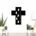 Footprints in the Sand Metal Wall Art Metal Cross Art Metal Cross