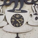Laser Cut Coffee Wall Clock Decorative Wooden Clock CDR Free Vector