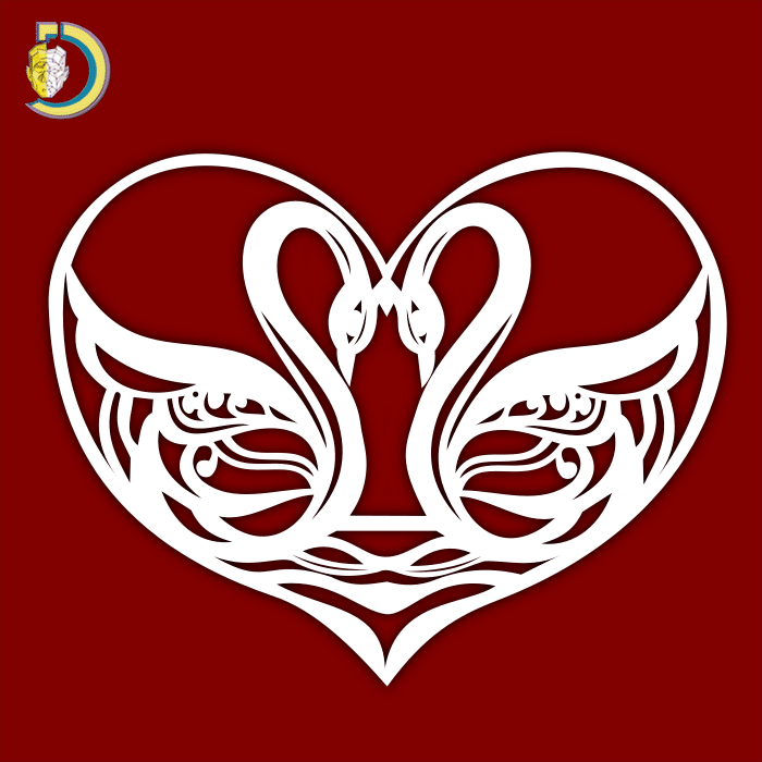 Laser Cut Swan in Heart Wedding Love Gift SVG Free Vector