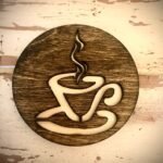 Latte Art Wood Coaster for Coffee Cup Free Vector
