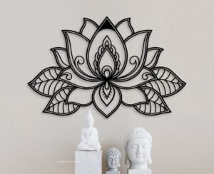 Lotus Flower Wooden Mandala Lotus Flower Wall Art Wood Wall Art